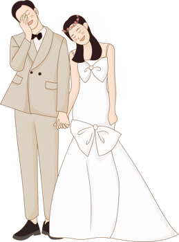 Cute Chibi Groom and Bride Couple hand by hand png