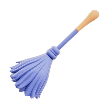 Blue cleaning mop with wooden handle for efficient home cleaning png