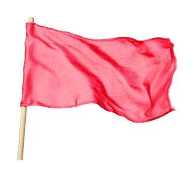 Red flag waving on wooden pole symbolizing warning or caution png