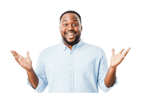 Cheerful african adult male smiling with open arms png