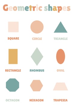 Educational poster for learning simple geometric shapes for children vector
