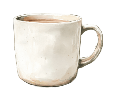 Rustic ceramic mug filled with warm beverage png