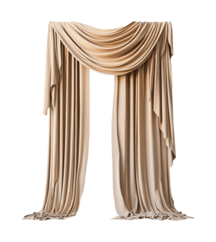 Elegant beige drapery displaying luxurious, flowing fabric design png