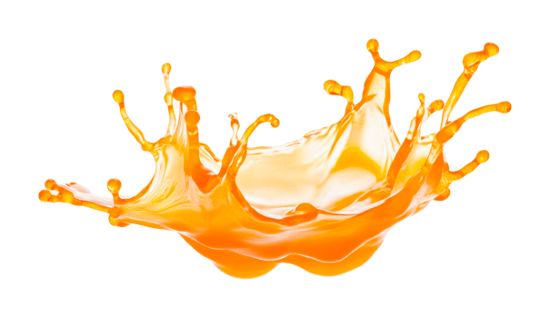 Dynamic orange splash captured in mid-air with realistic liquid motion png