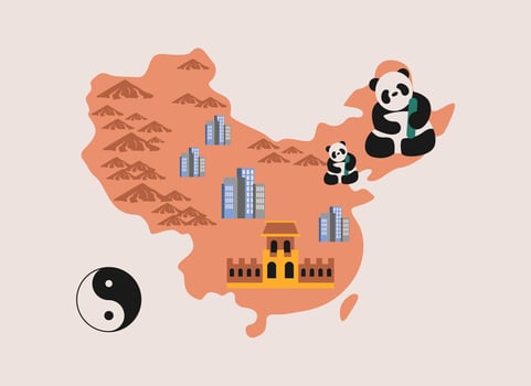 Country Maps China Landmark Illustration vector
