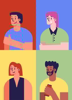 Avatars Character People Illustration Set vector