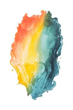 Vibrant abstract watercolor brushstroke with warm and cool colors png