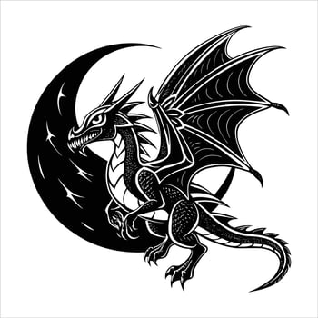 Silver Dragon Flying vector