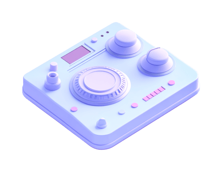 Retro-inspired music mixer console with dials and buttons png