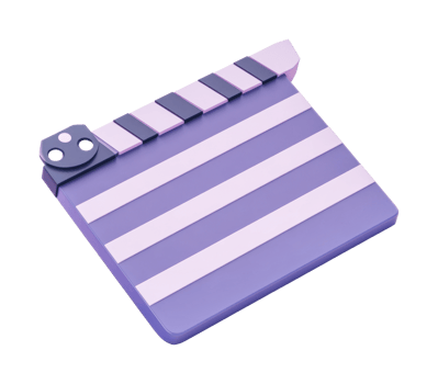 Purple and pink clapperboard icon with unique design details png