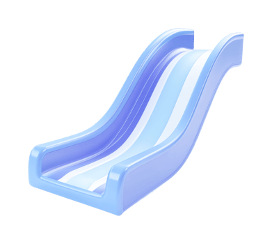 Plastic blue children's slide with white stripes png