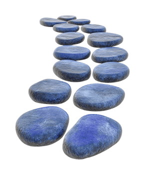 Curved pathway of smooth blue stones in pattern arrangement png
