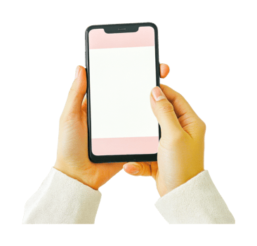 Hands holding smartphone with blank screen png