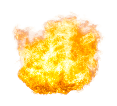 Explosive fireball burst with intense flames and smoke png