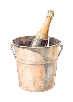 Champagne bottle in a metal ice bucket celebration png
