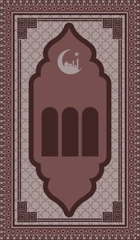pink Islamic mat with masjid on it vector