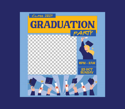 Graduation Party Socials Media. Flat illustration vector