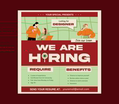 We Are Hiring Socials Media. vector