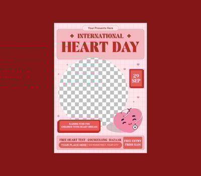 World Heart Day Flyer. red heart illustration. vector