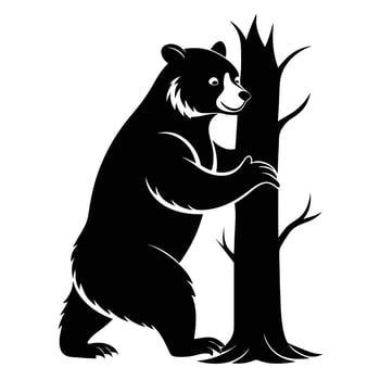 Black Bear Leaning On Tree vector