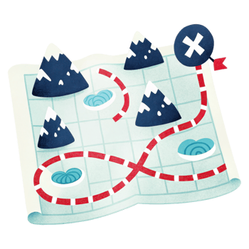 Whimsical Map with Mountains and Trails png