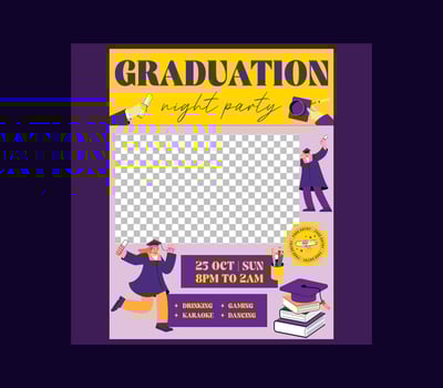 Graduation Party Socials Media. Creative invite poster vector
