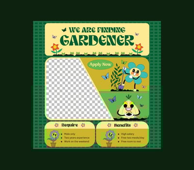 We Are Finding Gardener Socials Media. illustration. vector
