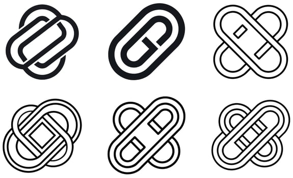 Linked Shape Icons set vector