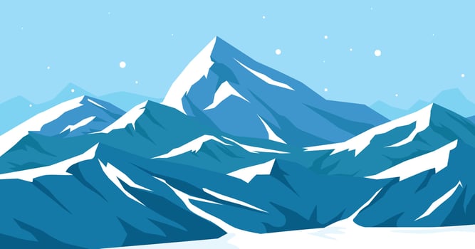 Snowy mountains peak, blue mountain with glacier and snow vector