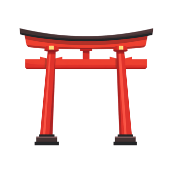Flat Japanese Torii Gate Icon Isolated png