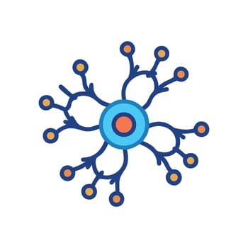Stylized Neuron Cell with Dark Background Science Illustration vector