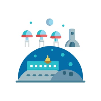 Futuristic Martian Base Illustration Isolated on Black Background vector