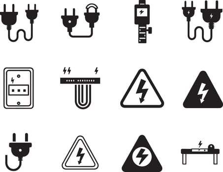 Electricity and power icons set illustration vector