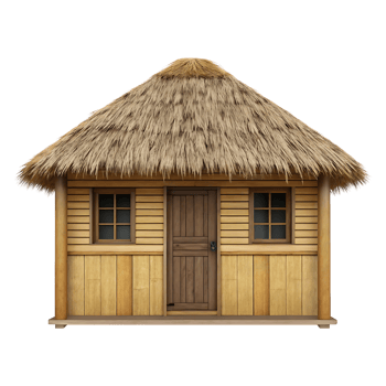 Thatched roof hut, bamboo house, tropical home png
