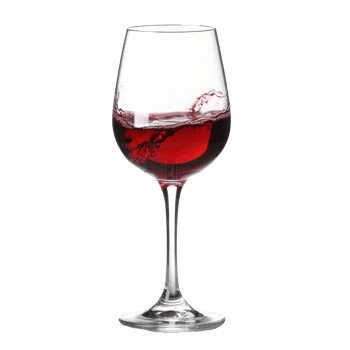 Red wine glass with swirling liquid for elegant dining experience png