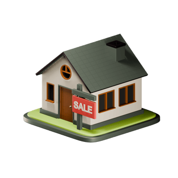 Real Estate. 3D illustration of a house for sale. House with Sale banner. png