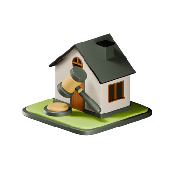 3d house with gavel. Concept of real estate auction, real estate arbitrage law and house auction. 3d illustration on isolated background png