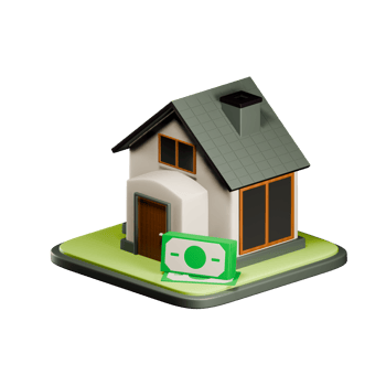 Property Investment 3d illustration. House and money. 3D rendering of real estate on isolated background. png