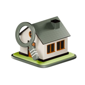 3D Home Search. Real estate search, house to buy, real estate for sale concept. Trendy and modern 3d rendering png