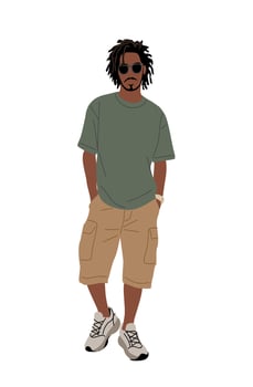 Stylish Black man in casual street wear isolated vector
