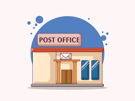 Post Office Icon Illustration. Building And Landmark Icon Concept White Isolated. Flat Cartoon Style Suitable for Web Landing Page, Banner, Sticker, Background vector