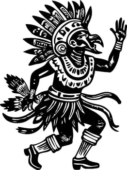 An ancient character doing dance ritual, vintage illustration vector