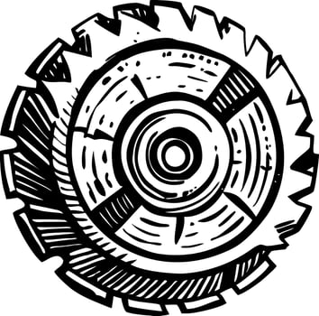 A vintage style illustration of a circular blade vector