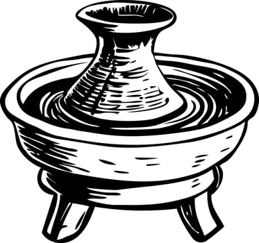 A vintage style illustration of a pottery wheel vector