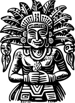 A vintage style illustration of rain god vector