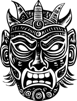 A vintage style illustration of a ritual mask vector