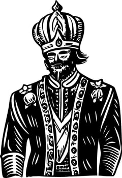 Ancient character wearing royal attire, vintage illustration vector