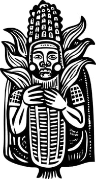 A vintage style illustration of a maize god vector