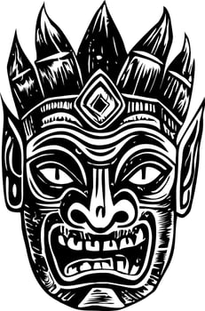 A glyph style illustration of ancient maya mask vector