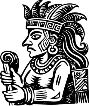 A vintage style illustration of a maya scribe vector
